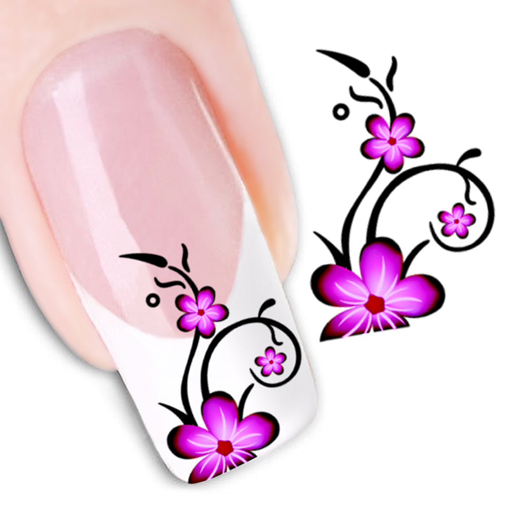 Elegant Women Butterfly Flower Peacock Feather Water Transfer Nail Art Sticker