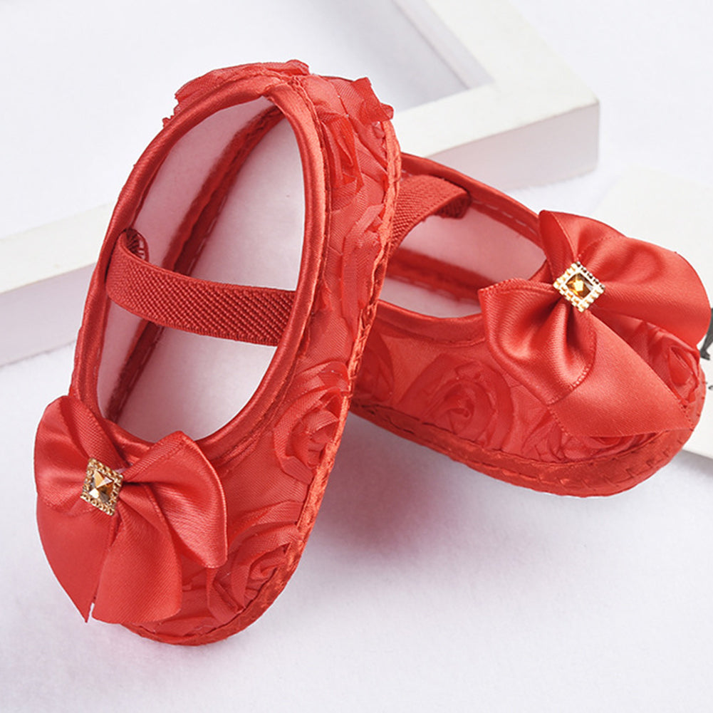 Toddler Baby Kids Girl Bowknot/Flower Anti-slip Princess Slip-on Soft Sole Shoes