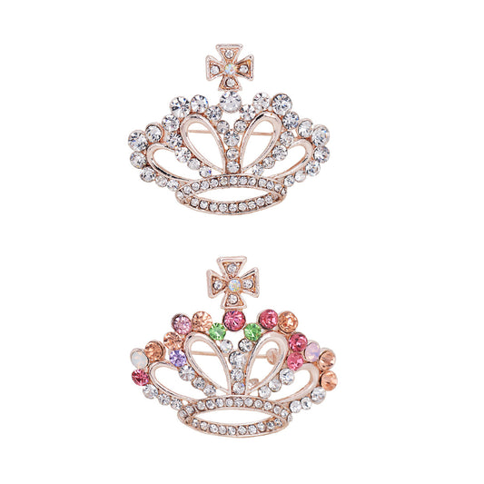 Shiny Rhinestone Crown Shape Fashion Women Brooch Pin Evening Party Jewelry Gift