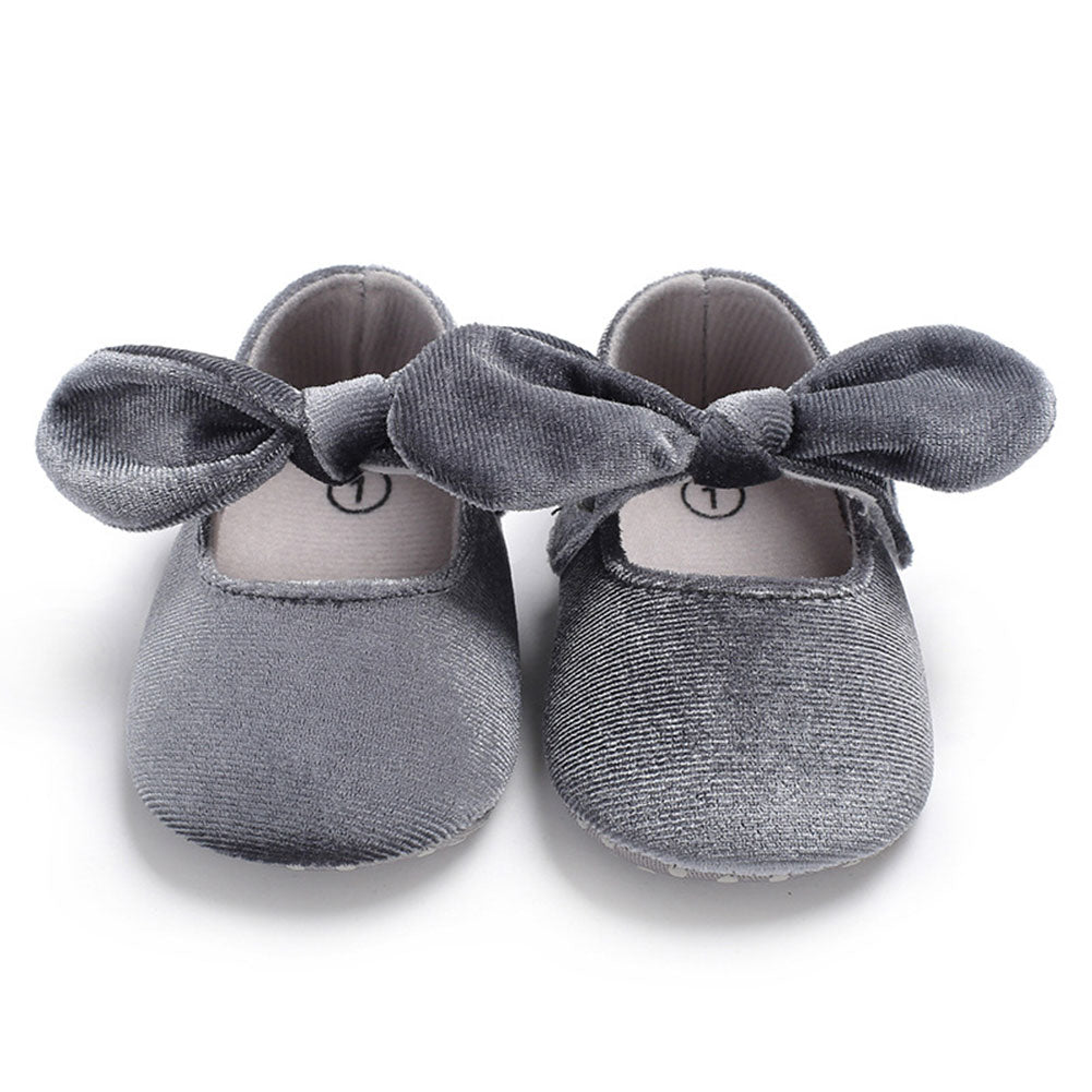 Cute Baby Girls Princess Bowknot Solid Color Soft Sole Shoes Prewalker Footwear