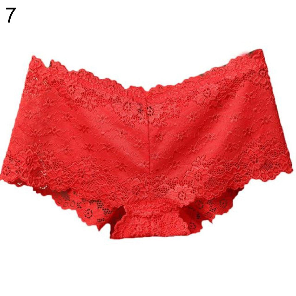 Women's Sexy Lace Low Waist See Through Hip Lifting Briefs Panties Underwear