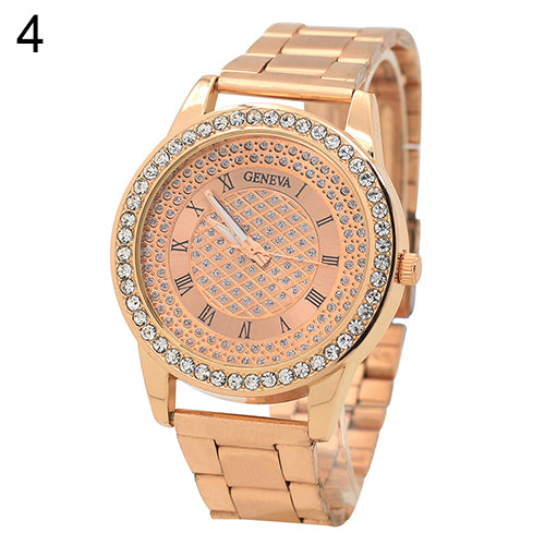 Men's Women's Fashion Rhinestone Inlaid Wristwatch Luxury Analog Business Watch