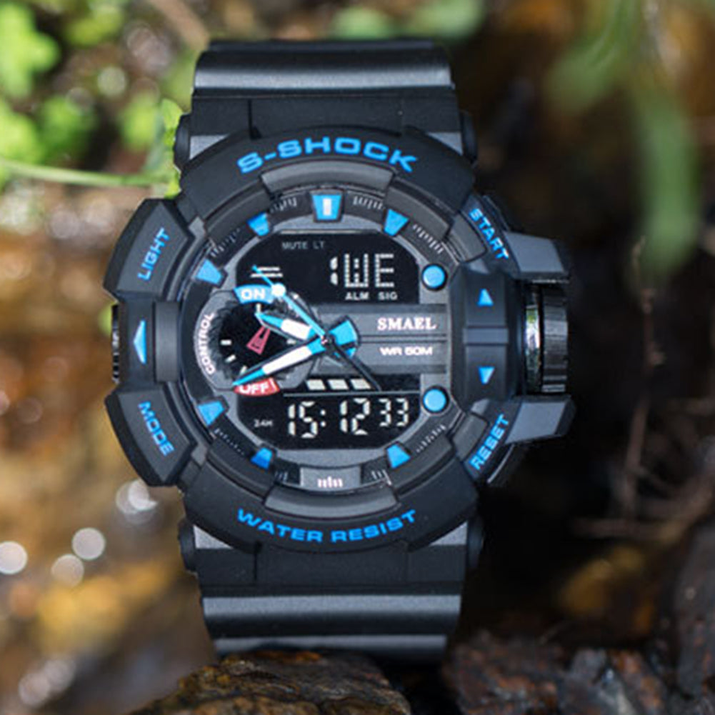 Fashion Men Sport Waterproof Shockproof Dual Display LED Digital Wrist Watch
