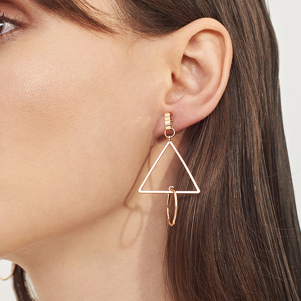 Triangle Circle Pendant Ear Studs Geometric Jewelry Fashion Women Earrings Gift