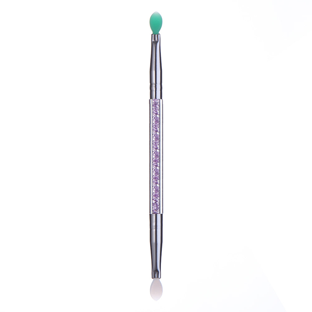 Double Ended Silicone Head Rhinestone Eyeshadow Eyebrow Lip Makeup Brush Tool