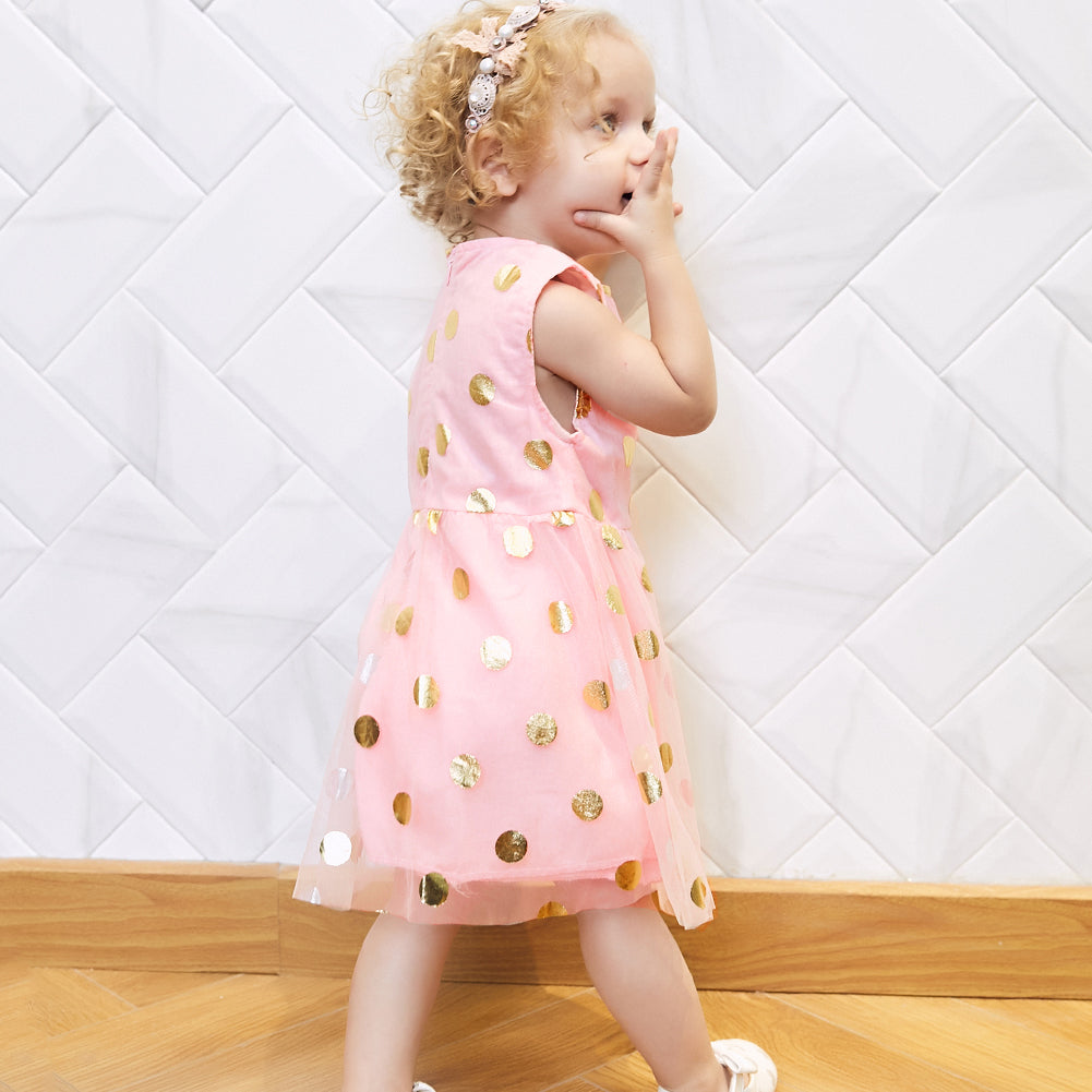 Princess Toddler Baby Girl Fashion Gilding Dots Gauze Sundress Sleeveless Dress
