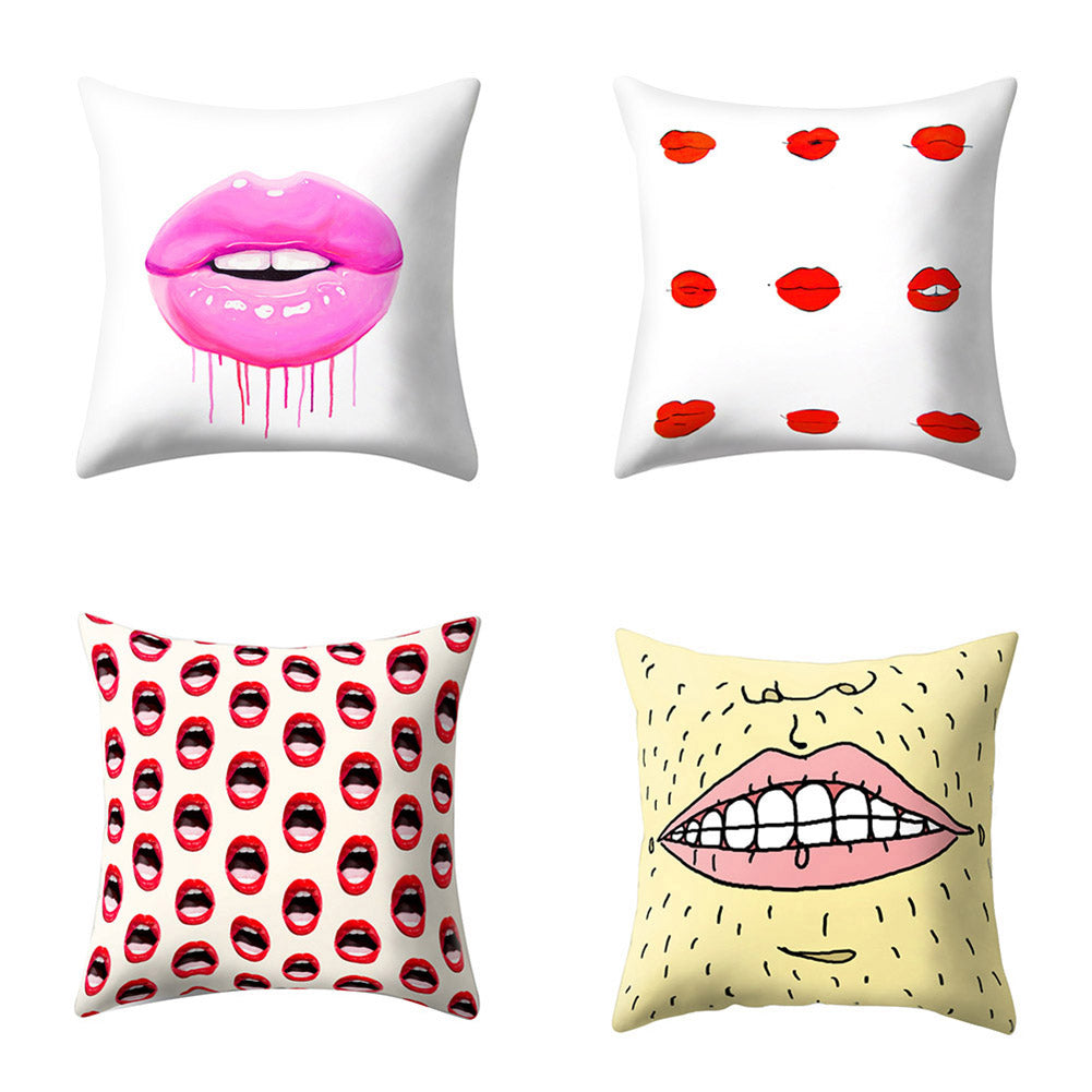 Sexy Lip Peach Skin Cushion Cover Square Throw Pillowcase Coffee House Bar Decor