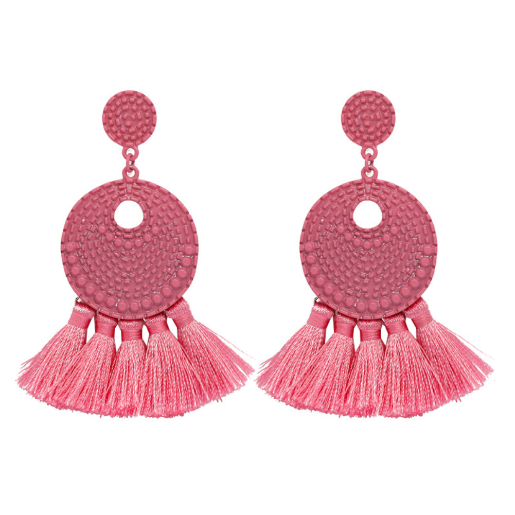 Vintage Round Tassel Earrings Club Party Accessory Women Jewelry Birthday Gift