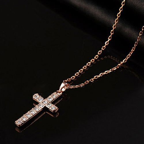 Women Men Rhinestone Choker Jesus Christ Cross Pendnat Necklace Fashion Jewelry