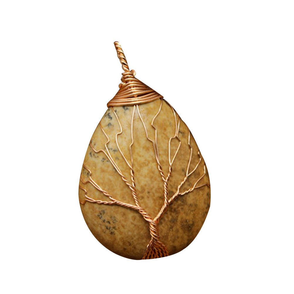 Natural Stone Waterdrop Shape Pendant Charm Necklace Jewelry DIY Accessory