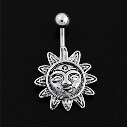 Sunflower Smile Face Belly Button Navel Bar Ring Barbell Body Piercing Jewelry