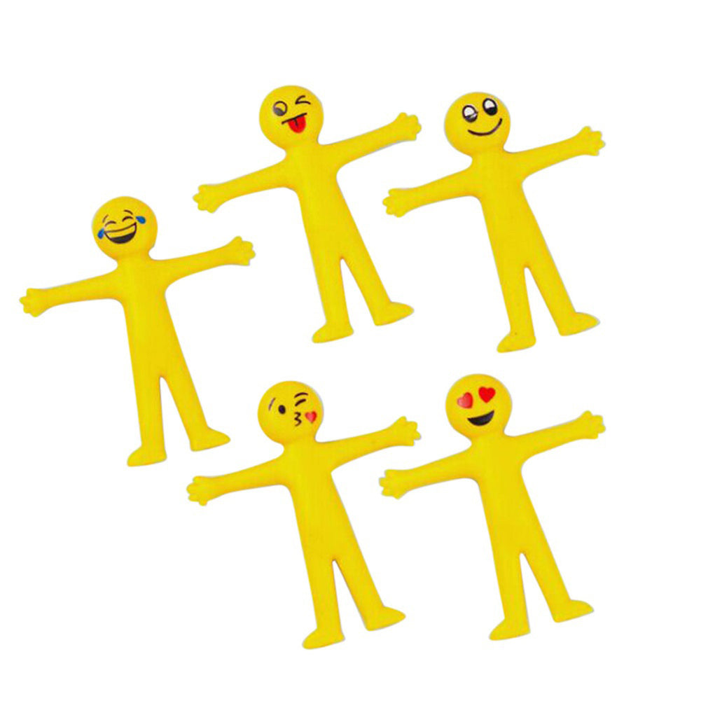 5Pcs Novelty Cute Emoji Doll Stretch Decompression Squeeze Stress Relief Toy