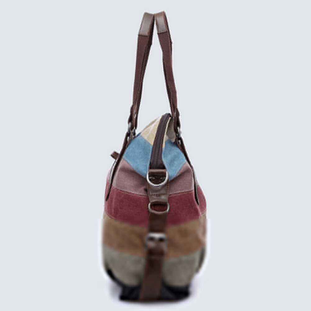 Fashion Women Canvas Large Shoulder Bag Stripes Crossbody Tote Handbag Purse