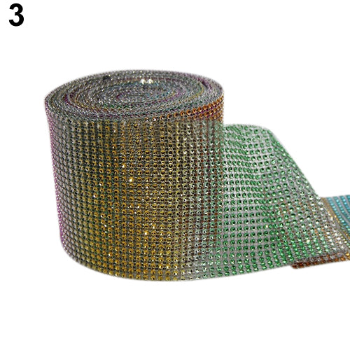 1 Yard Sparkle Rhinestone Plastic Ribbon Roll Mesh Wrap Wedding Decoration