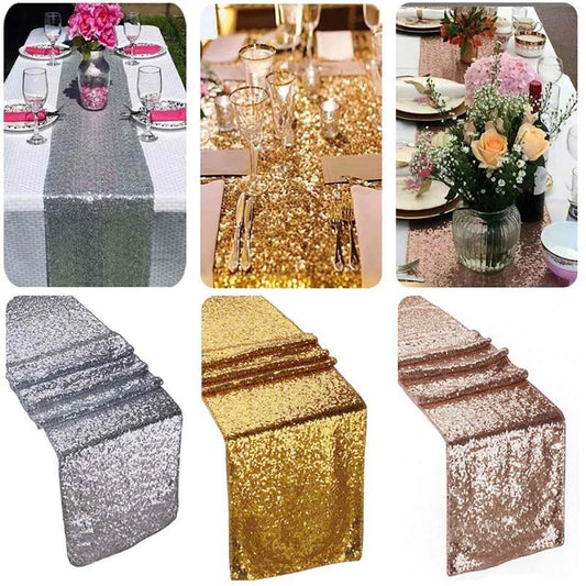 Sequins Hotel Table Runner Wedding Party Table Decoration Venue Desk Decor
