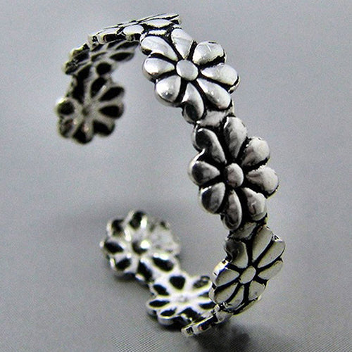 2Pcs Women Vintage Adjustable Silver Plated Finger Foot Toe Ring Beach Jewelry