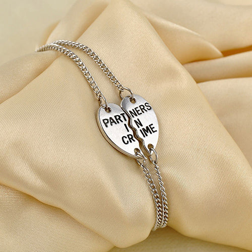 2Pcs Women's Break Heart Chain Partners Best Friend Sisters Bracelets Gift