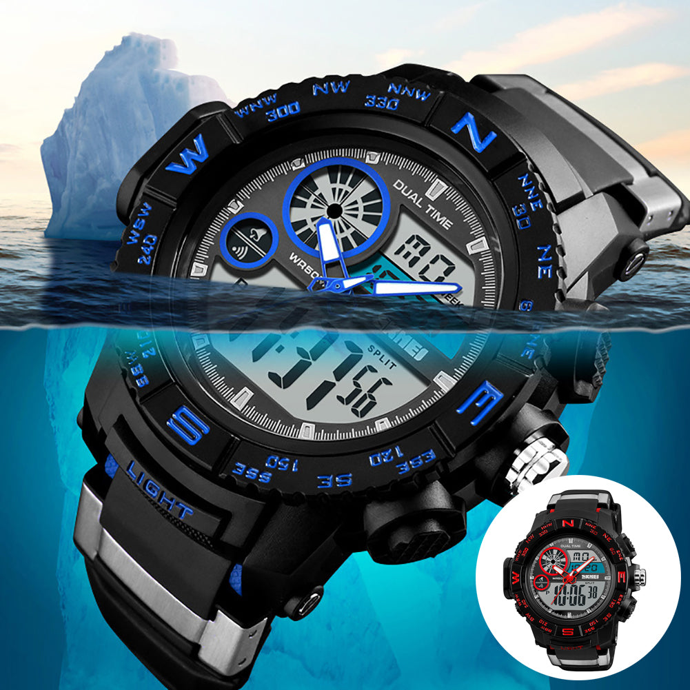 Fashion Sports Waterproof Dual Time Digital Analog Luminous Wrist Watch Gift