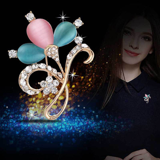 Faux Opal Rhinestones Tulip Jewelry Women Girls Fashion Scarf Shawl Brooch Pin