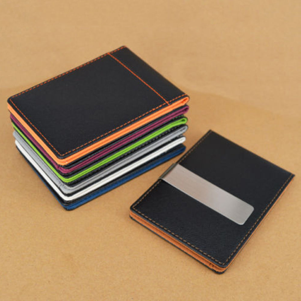 Men's Faux Leather Money Clip Slim Wallet ID Credit Card Storage Holder Purse