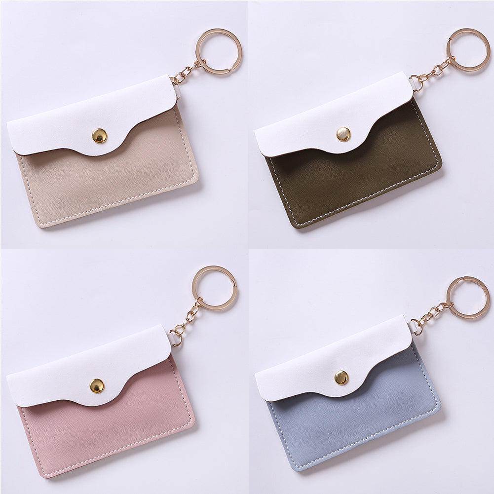 Lovely Faux Leather Women Girls Coin Purse Card Bag Mini Wallet with Keyring