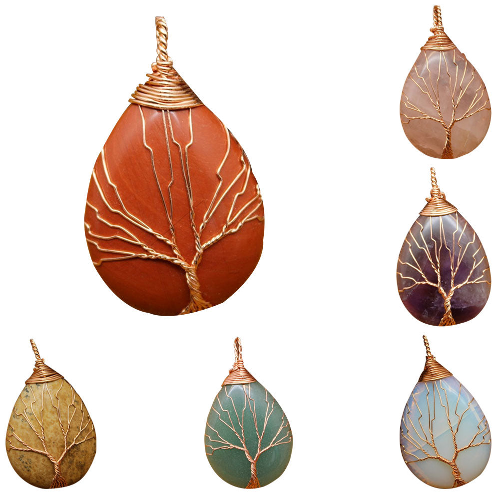 Natural Stone Waterdrop Shape Pendant Charm Necklace Jewelry DIY Accessory