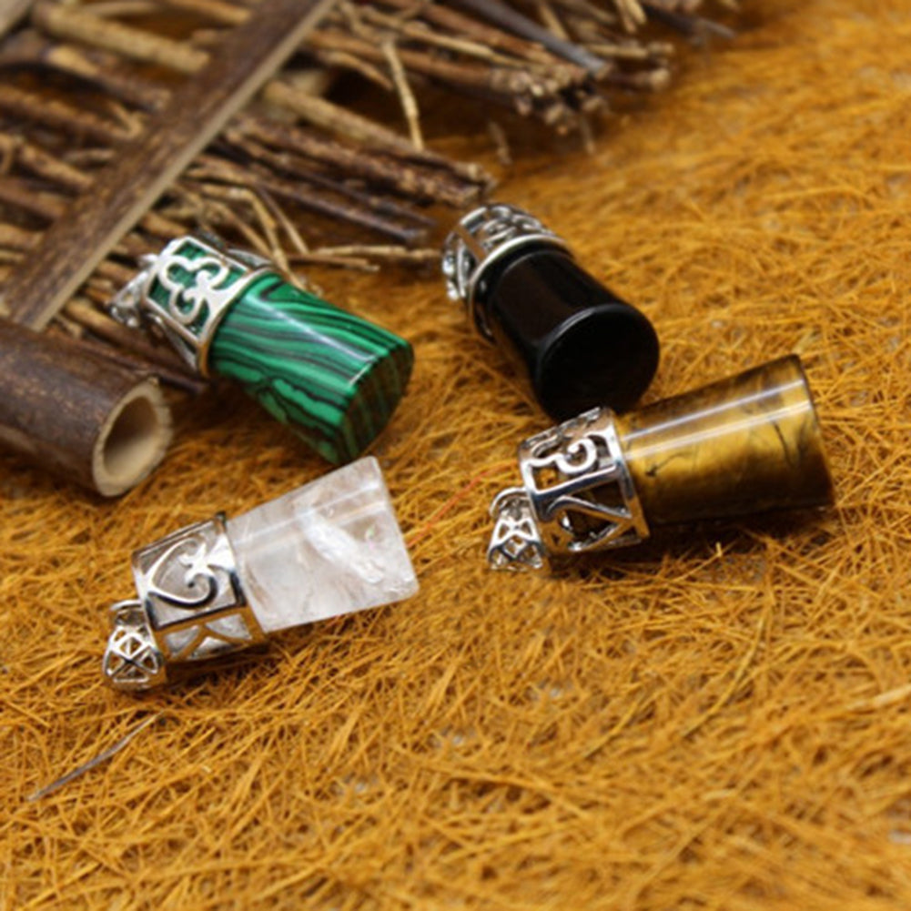 Vintage Cylinder Crystal Faux Gemstones Pendant for Necklace DIY Jewelry Making