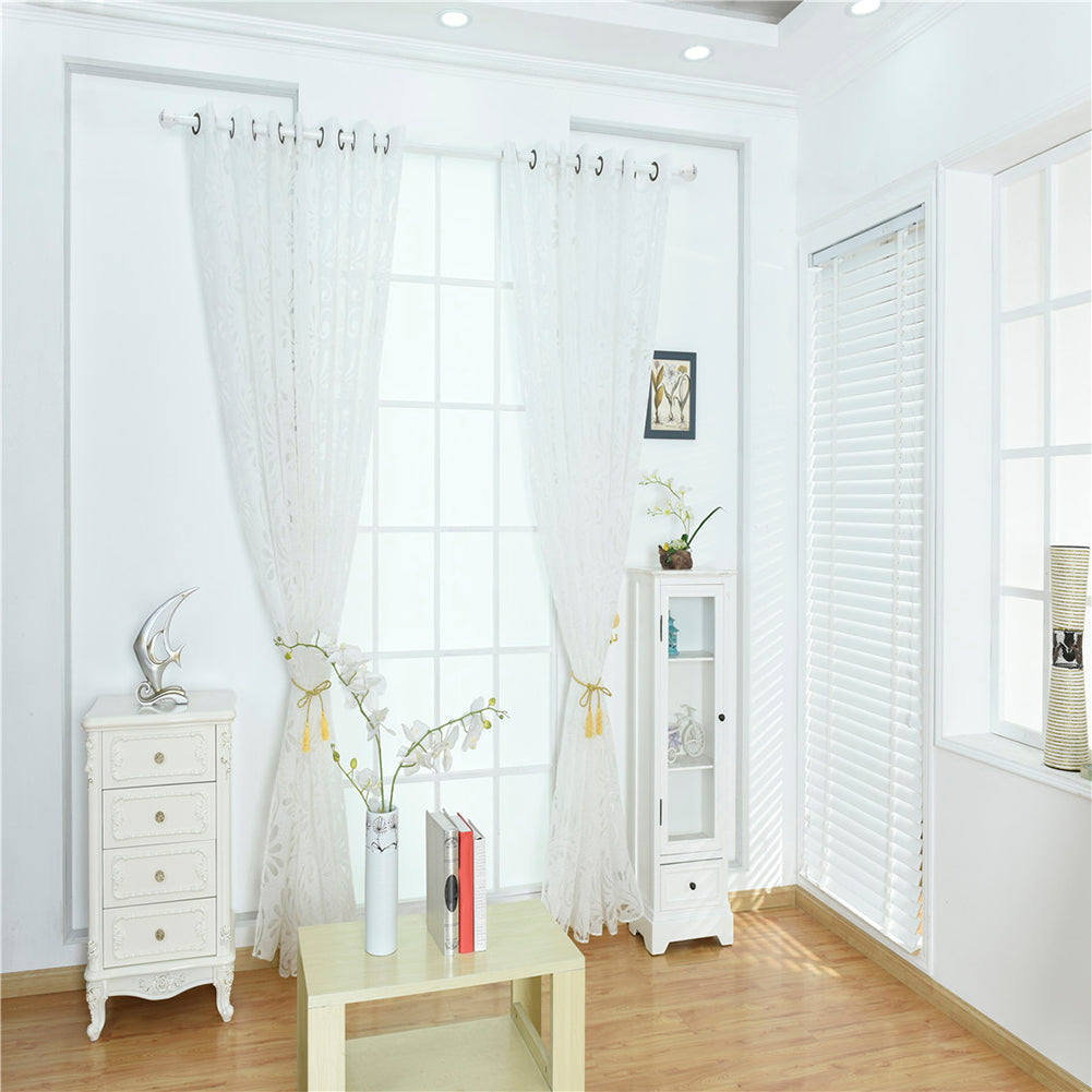 Fashion Phoenix Tail Window Curtain Sheer Divider Panel Perforated Bedroom Decor