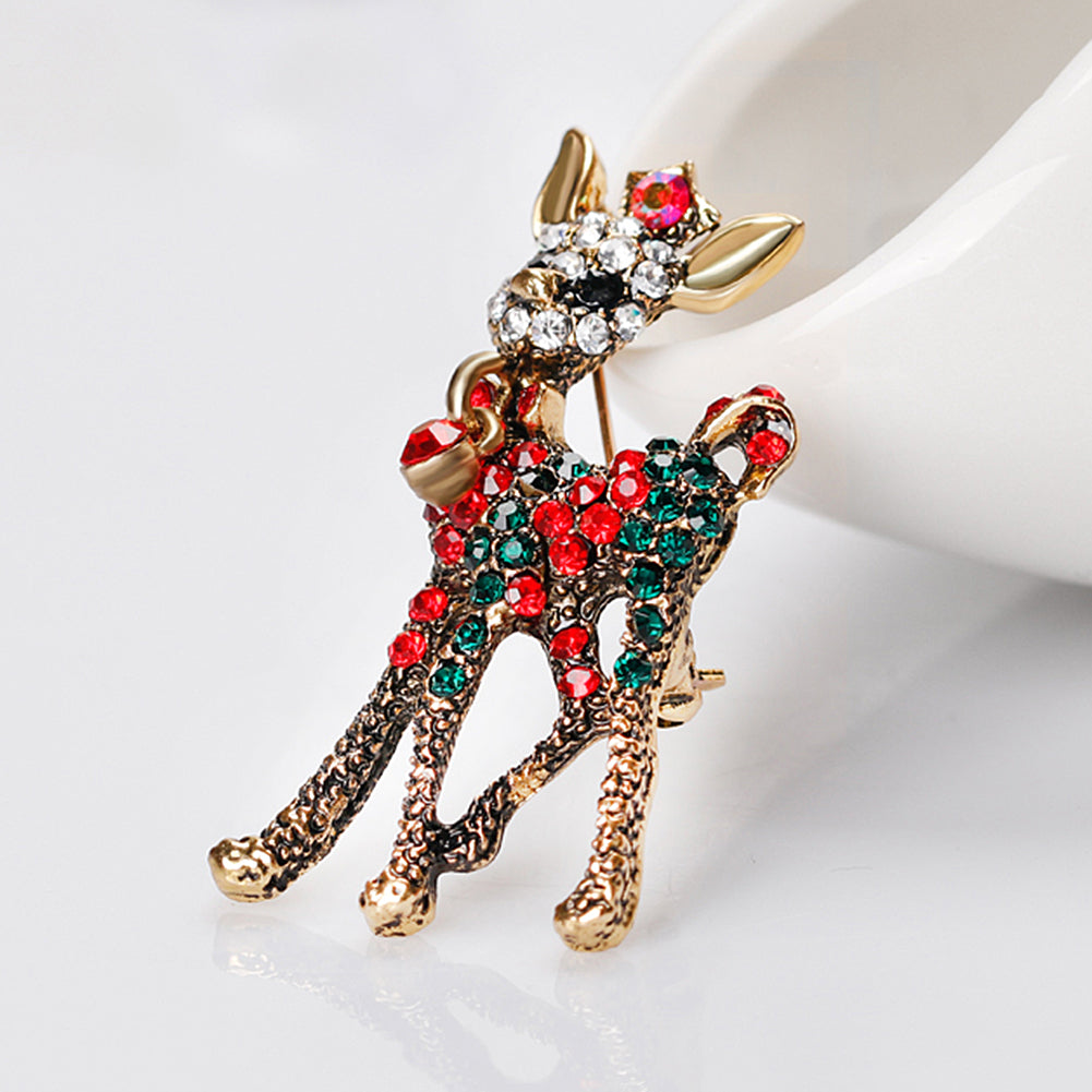 Wedding Bridal Bouquet Brooch Pin Women Silver Golden Tone Xmas Deer Brooch Gift