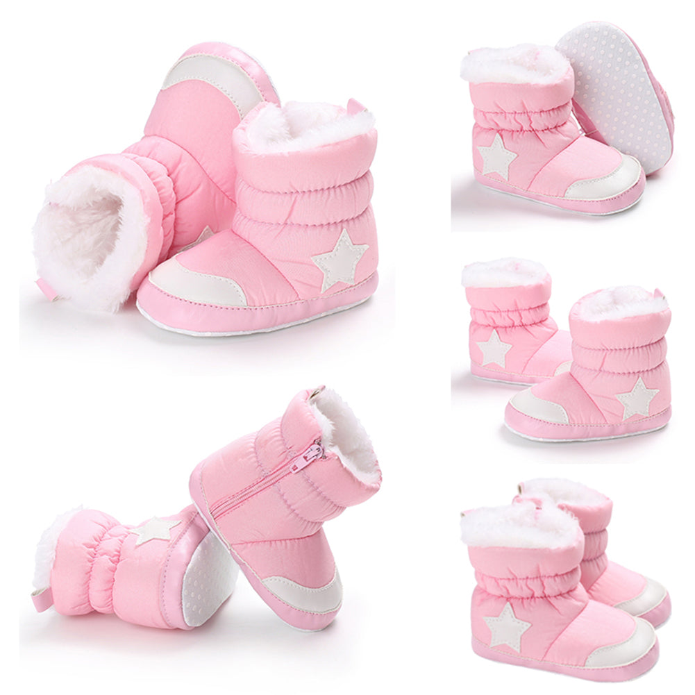 Simple Star Pattern Baby Boys Girls Casual Anti-Slip Winter Boots Thicken Shoes