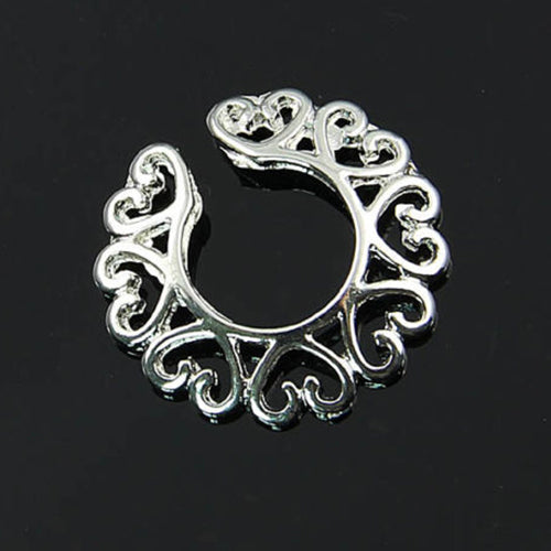 Non Piercing Clip On Surgical Steel Hollow Heart Sexy Women Nipple Shield Ring