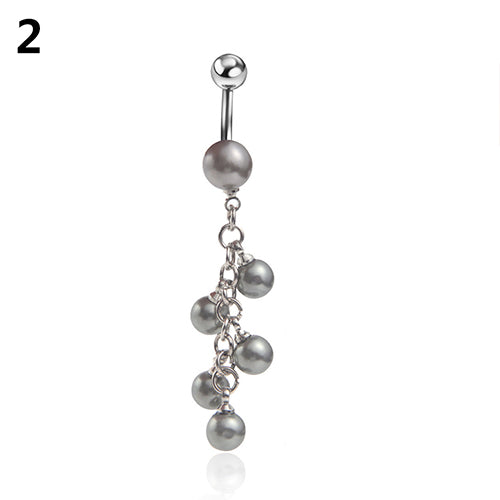 Women's Fashion Faux Pearls Body Piercing Navel Belly Button Ring Xmas Gift