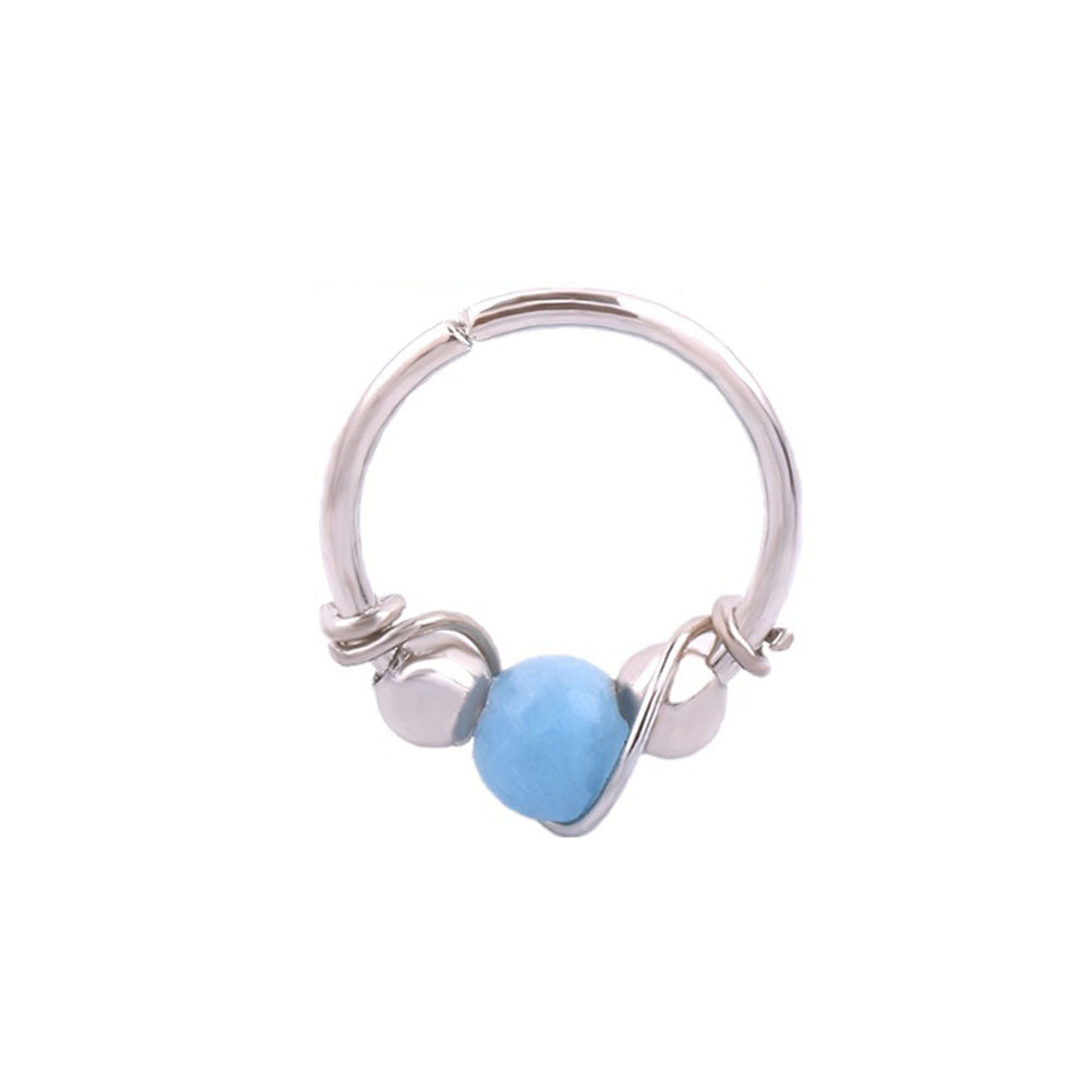 Fashion Women Beads Earring Lip Nose Ring Nostril Hoop Body Piercing Jewelry