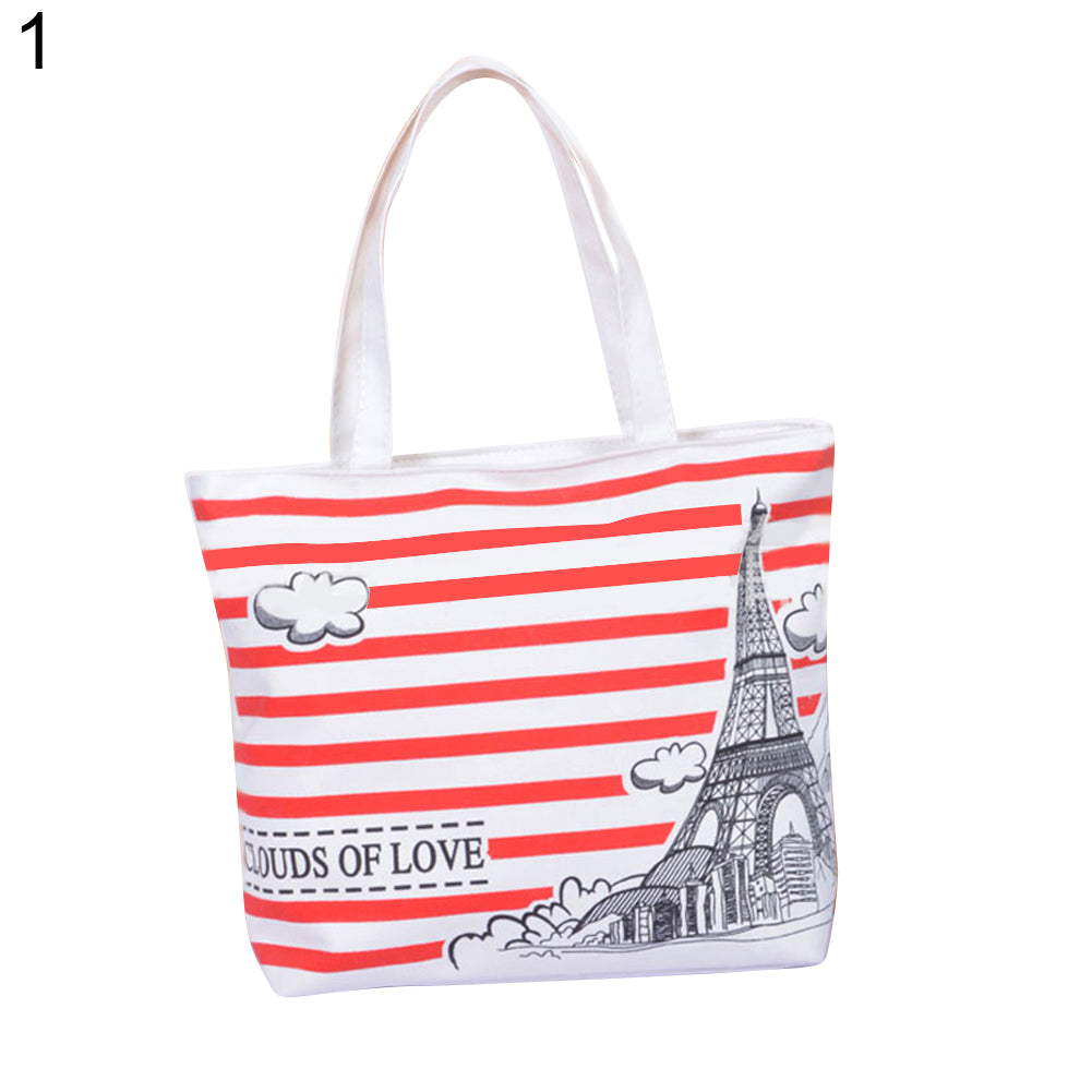 Casual Cartoon Printed Women Canvas Shopping Travel Shoulder Bag Tote Handbag
