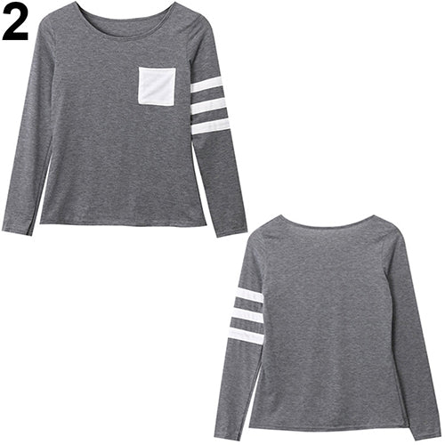 Women's Fitness Long Sleeve Blouse Shirt Top Loose Sexy Casual Pullover T-shirt