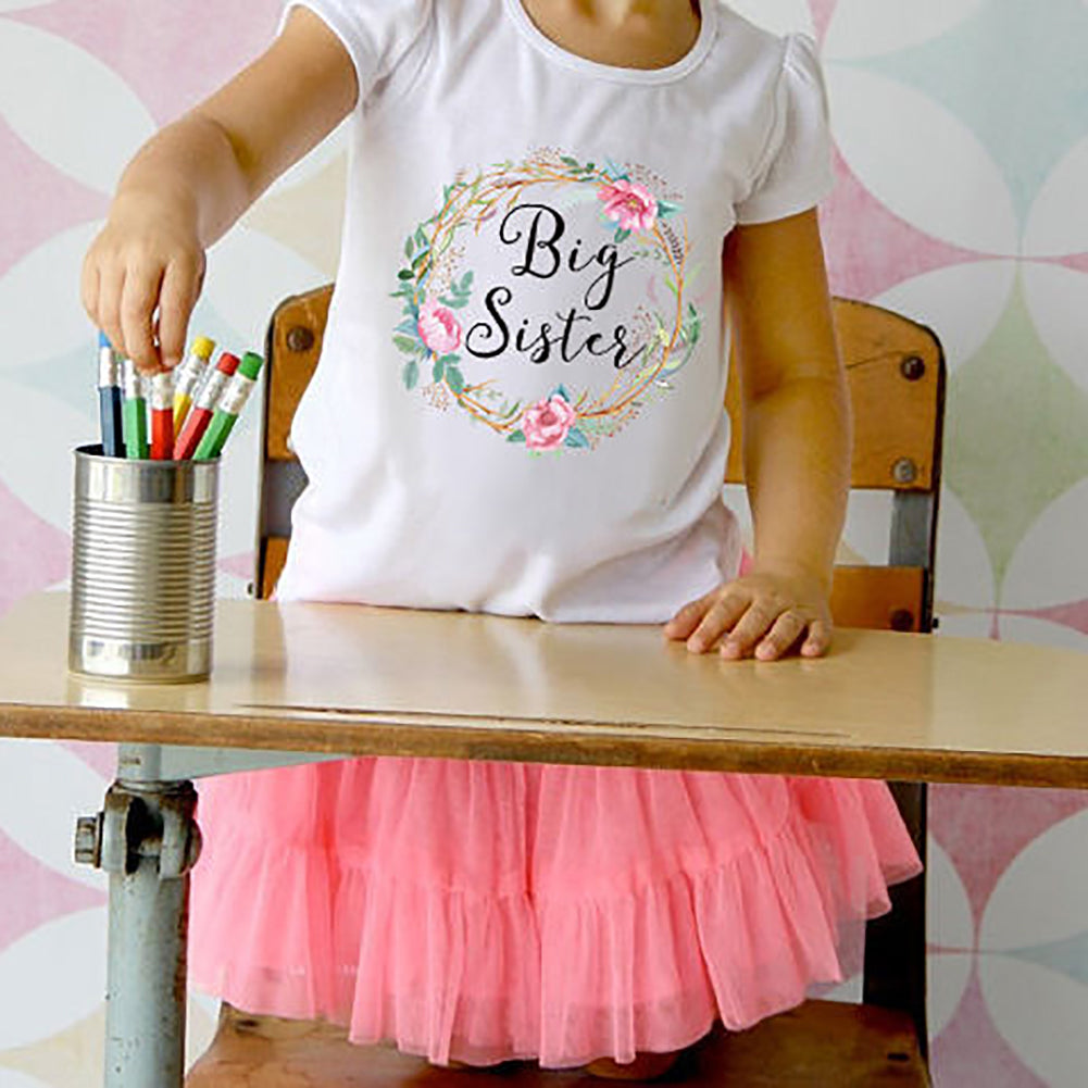 Newborn Girl Baby Kids Little Sister Romper Bodysuit Big Cotton T-shirt Top Gift