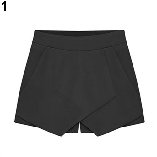 Women's Summer Sexy Casual Asymmetrical Front Candy Color Tulip Skort Shorts