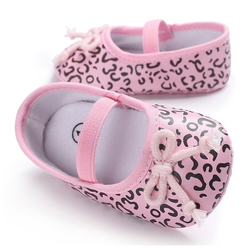 Bowknot Baby Girls Infant Leopard Print Princess Anti-Slip Prewalker Crib Shoes