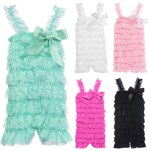 Girls' Lovely Cutie Bowknot Lace Ruffle Petti Toddler Baby Sling Romper Jumpsuit