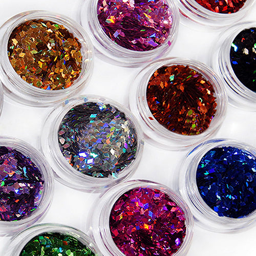 12 Colors Nail Art Rhombus Glitter Shape Sequins Powder Decoration Tips DIY