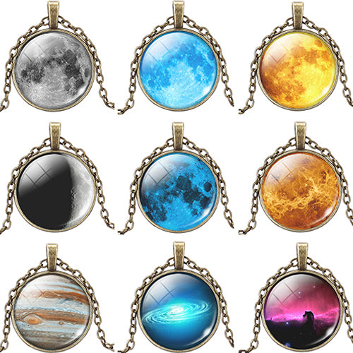 Unisex Universe Galaxy Nebula Glass Dome Cabochon Pendant Chain Necklace Gift