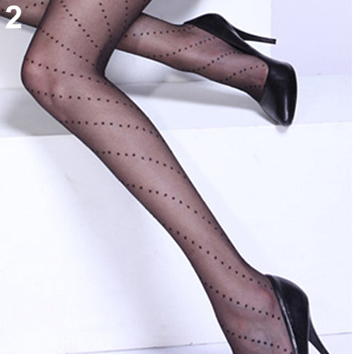 Women's Sexy Multi-Patterns Full Foot Thin Semi Sheer Tights Pantyhose Stockings