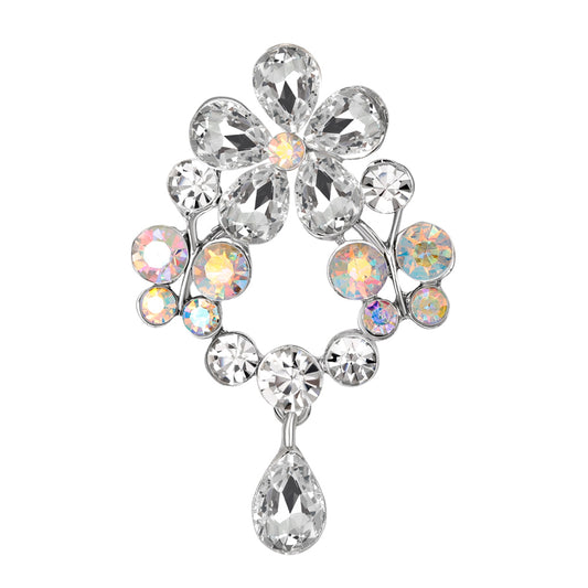 Elegant Women's Flower Butterfly Teardrop Rhinestone Brooch Pin Wedding Jewelry