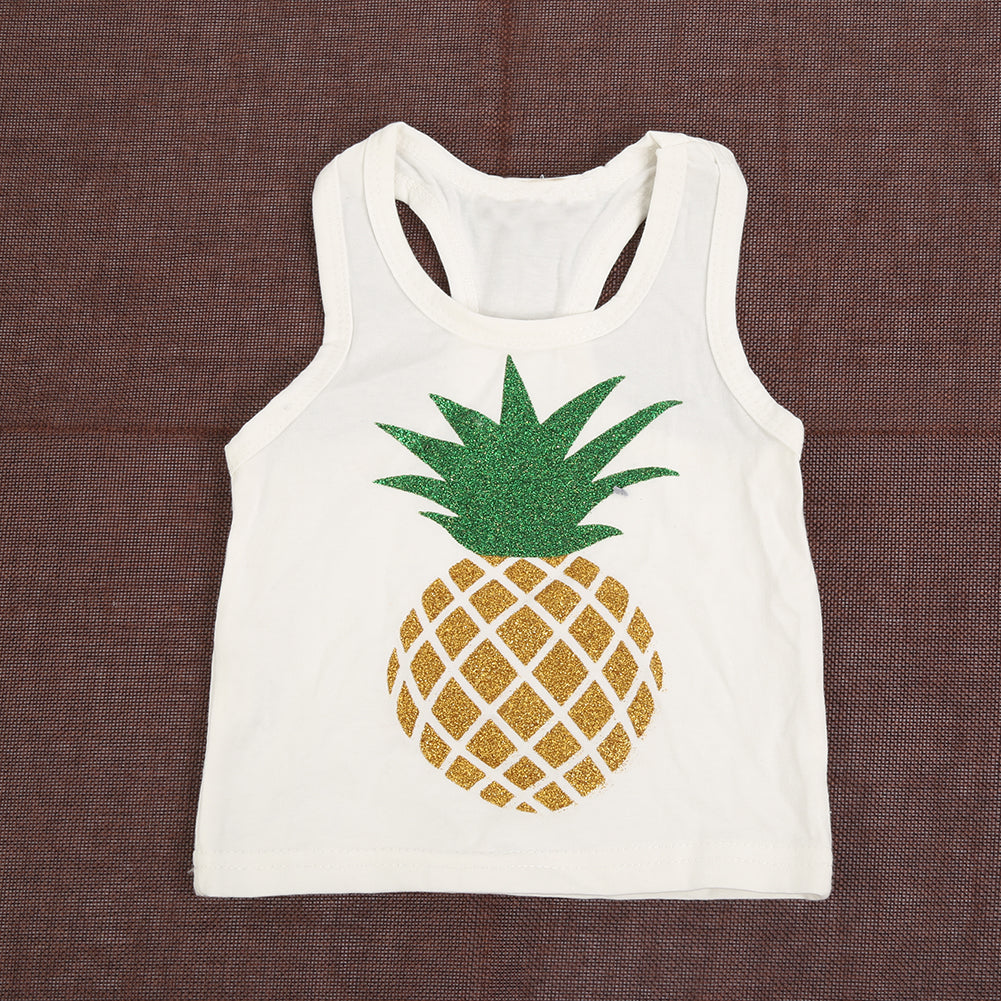 Baby Girl Boy Summer Fashion Pineapple Sequins Bow Vest Pants Outfit Clothes Set