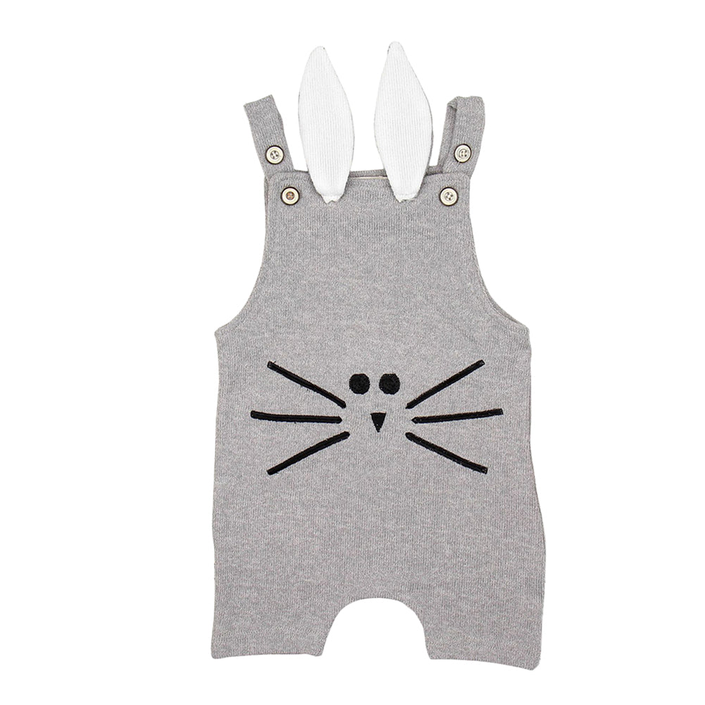 Lovely Rabbit Ears Design Sleeveless Infant Baby Knitting Romper Cotton Jumpsuit