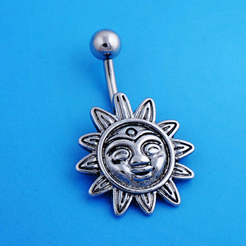 Sunflower Smile Face Belly Button Navel Bar Ring Barbell Body Piercing Jewelry