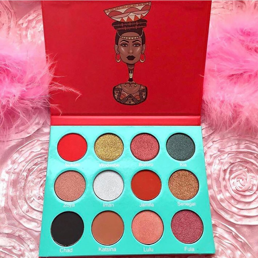 6 12 16 Colors Glitter Matte Effect Powder Eyeshadow Palette Eye Cosmetic Makeup