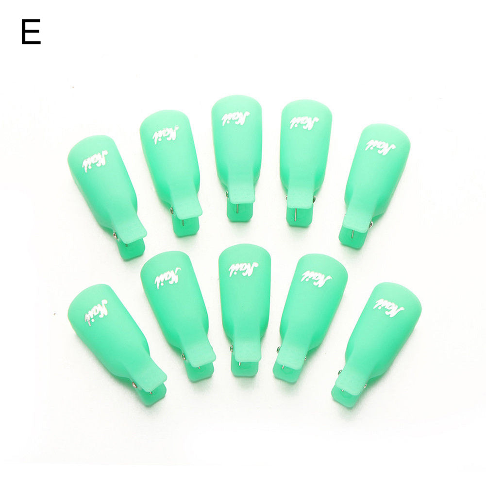 10Pcs Plastic Nail Soak Off UV Gel Art Polish Remover Wrap Gelish Clip Caps