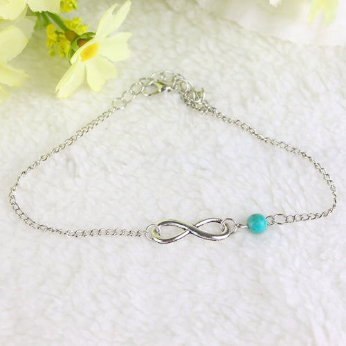 Bohemian Bead Infinity Charm Chain Anklet Bracelet Beach Sandal Barefoot Jewelry