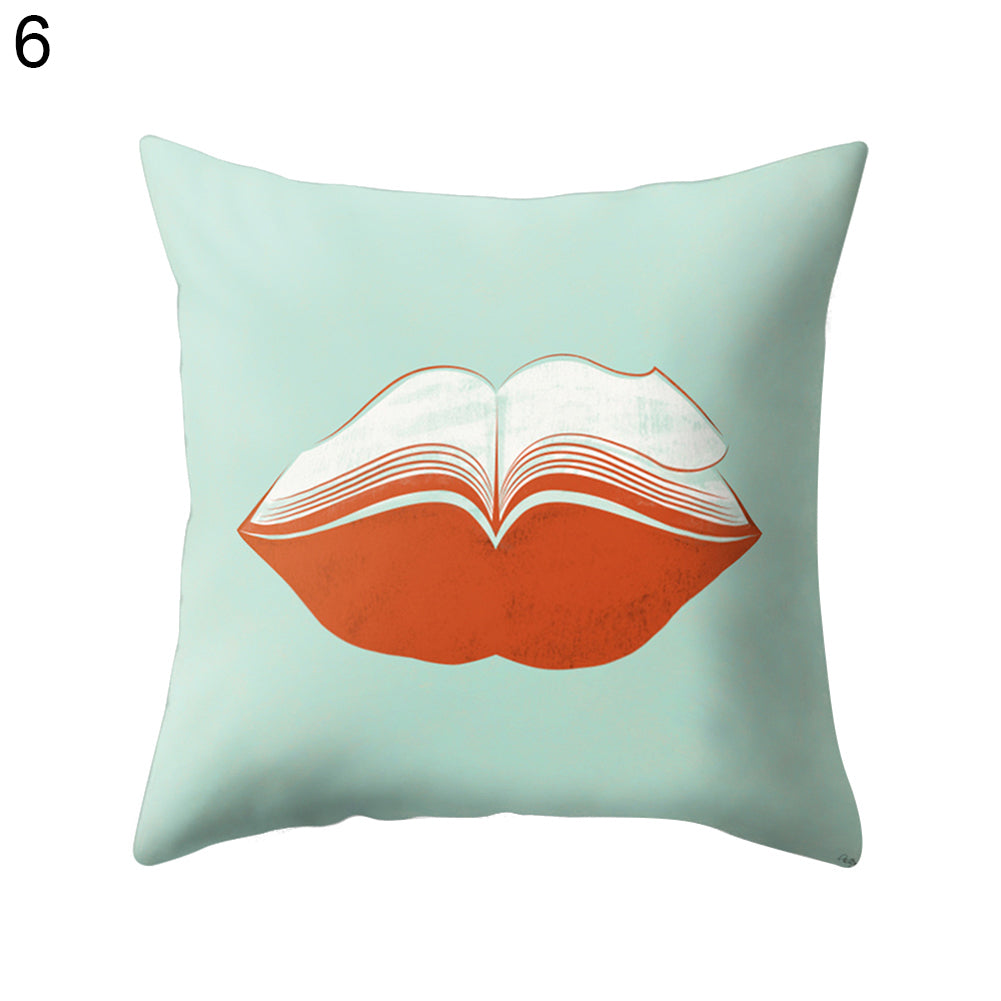Hot Sexy Lips Print Square Throw Pillow Cover Cushion Case Car Home Sofa Decor